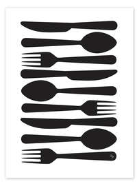 Wall art print Black Cutlery - Martina illustration