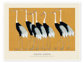 Wall art print Flock of Japanese Red Crown Cranes - Ogata Korin