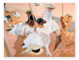 Wall art print Under the Parasol, on the Beach at Zarautz, 1905 - Joaquín Sorolla y Bastida