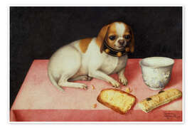 Wall art print Puppy with Bread Slice - Giovanna Garzoni