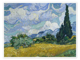 Wall art print Wheat Field with Cypresses,1889 - Vincent van Gogh