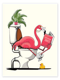 Poster Flamingo sitting on the Toilet - Wyatt9