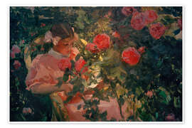 Wall art print Elena among roses, 1907 - Joaquín Sorolla y Bastida