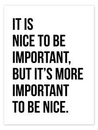 Wall art print Important but Nice - Typobox