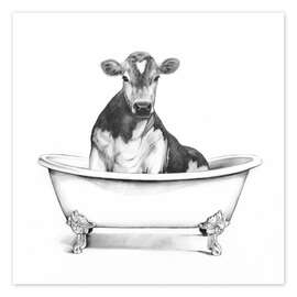 Wall art print Cow in the Tub - Victoria Borges