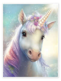 Wall art print Enchanting Unicorn Portrait - Dolphins DreamDesign