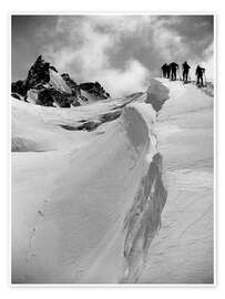 Poster Hikers in Snowy Mountain Terrain - Vintage Ski Collection