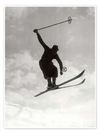 Wall art print Jump With Vintage Skis - Vintage Ski Collection