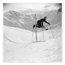 Poster Professional Skier in Perfect Pose - Vintage Ski Collection