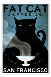 Wall art print Cat Coffee - Ryan Fowler