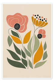 Wall art print Pink Orange Floral - Olga Telnova