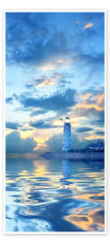 Door poster Lighthouse in the evening