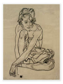 Wall art print Crouching - Egon Schiele