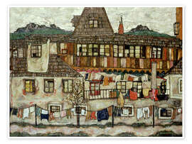 Wall art print House with laundry drying, 1917 - Egon Schiele