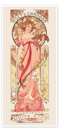 Door poster Moet &amp; Chandon, white star, rose - Alfons Mucha
