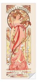 Door sticker Moet &amp; Chandon, white star, rose - Alfons Mucha