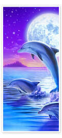 Door poster Dolphins at midnight - Robin Koni