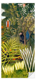 Door sticker Exotic Landscape with Monkeys and a Parrot - Henri Rousseau