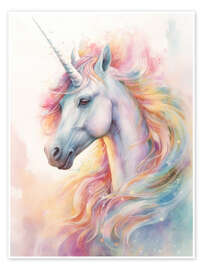 Wall art print Magical Unicorn from Rainbow Land - Dolphins DreamDesign
