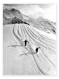 Poster Downhill Skiing in The Mountains, 1937 - Vintage Ski Collection