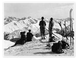 Poster A Skiing Party Near St. Moritz, Switzerland, 1925 - Vintage Ski Collection