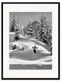 Framed art print Skier in The Snow - Vintage Ski Collection