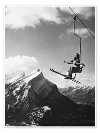 Wall art print High Up in the Sky With Skis in Canada - Vintage Ski Collection
