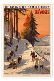Poster Les Vosges, Chemins de Fer de l'Est, 1912 - Vintage Ski Collection