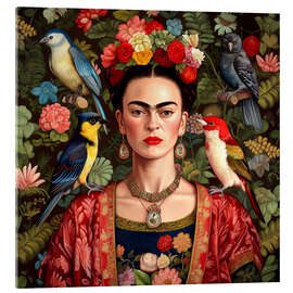 Acrylic print Frida Kahlo with Exotic Birds - Mark Ashkenazi