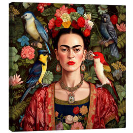 Canvas print Frida Kahlo with Exotic Birds - Mark Ashkenazi