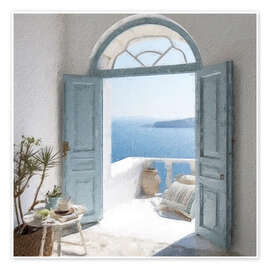 Wall art print Blue Greek Door III - Willow Studio