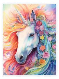 Wall art print Colourful Unicorn - Dolphins DreamDesign