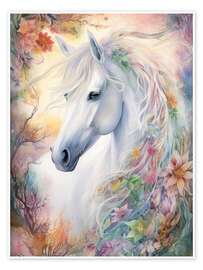 Wall art print Fantastic Horse With a Flower Mane - Dolphins DreamDesign