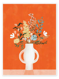 Wall art print Flowers in a Vase, Orange - Goed Blauw