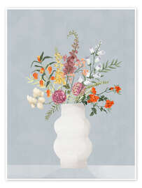 Wall art print Blumen in Vase, Blau - Goed Blauw