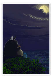 Poster Totoro Playing the Ocarina - syntetyc