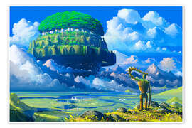 Poster A Castle Over the Clouds - syntetyc