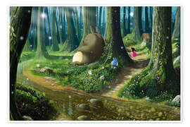 Poster Totoro's Magical Forest - syntetyc