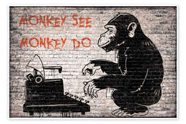Wall art print Banksy - Monkey See Monkey Do - Pineapple Licensing