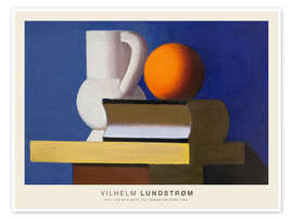 Wall art print Still Life with White Jug, Orange &amp; Book, 1933 - Vilhelm Lundstrøm