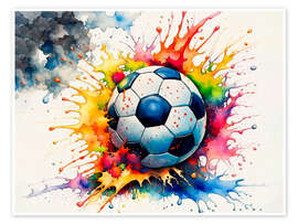 Wall art print Football in Watercolour - nobelart