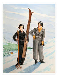 Wall art print Two Skiers Posing - Sarah Morrissette