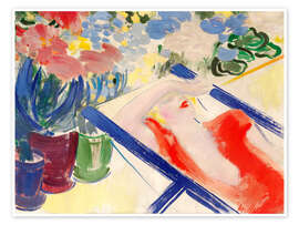 Wall art print Woman in a deck chair, Janos Vaszary, 1934