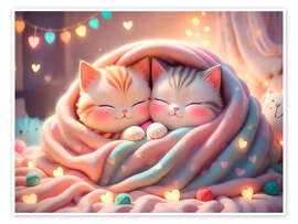 Wall art print Sleeping Cats - nobelart