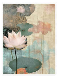 Wall art print Zen Lotus Flowers I - Willow Studio