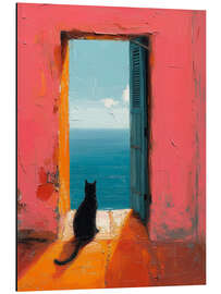 Aluminium print Cat starring at the sea - DejaReve