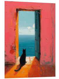 Foam board print Cat starring at the sea - DejaReve