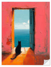 Wall sticker Cat starring at the sea - DejaReve