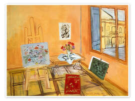 Wall art print Atelier with bouquet - Raoul Dufy