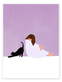 Wall art print Girl and Cat